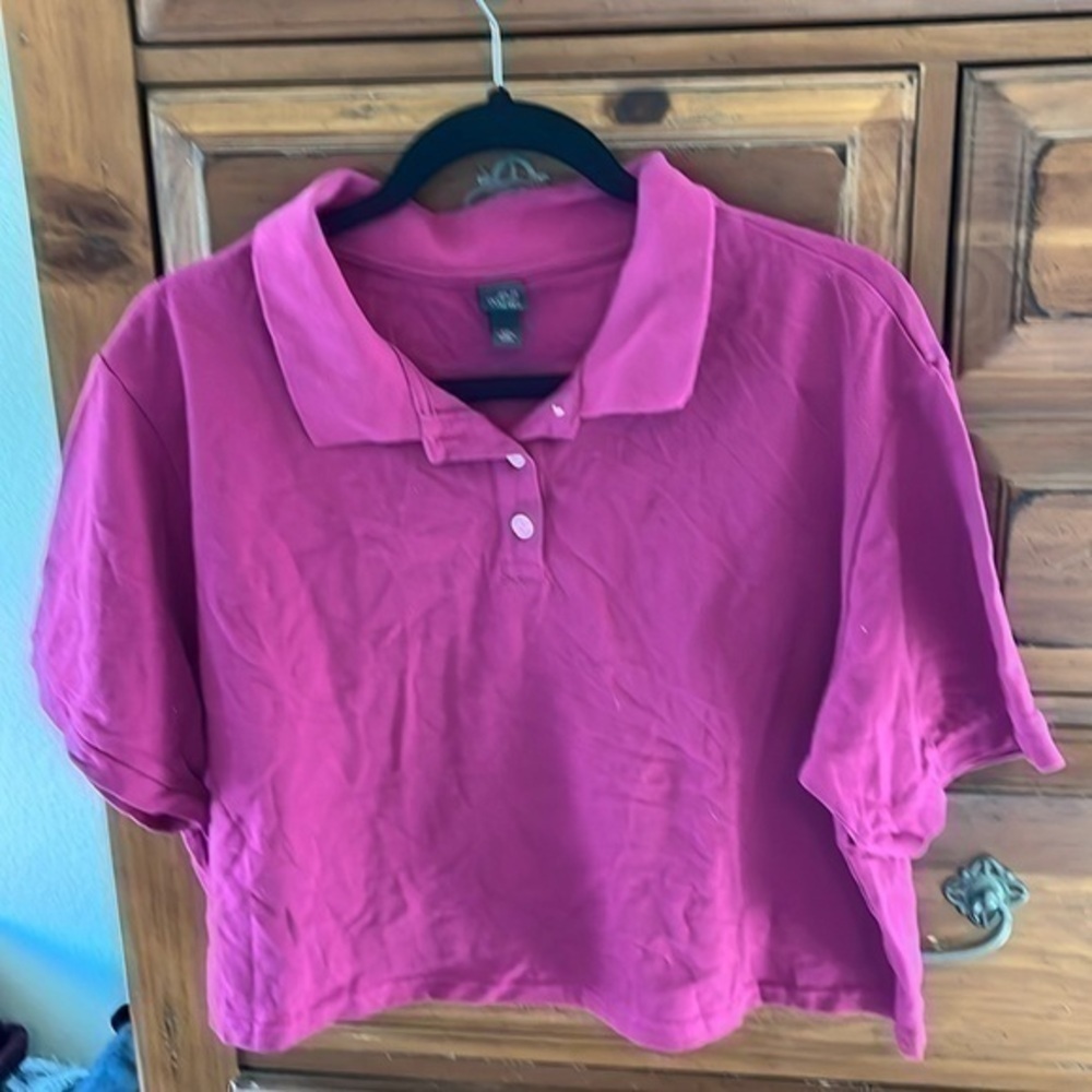 Wild Fable Women’s Magenta Cropped Polo Shirt Size XXL NWOT